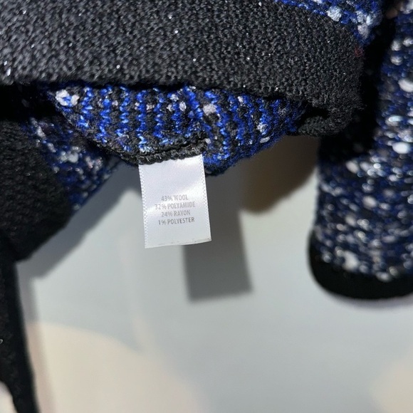 St. John Navy Black Silver Tweed Wool Jacket Size 12 - Picture 3 of 6